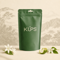 Sachet de café KÚPS Geisha sur un décor aérien des hauteurs de Palomar au Pérou
